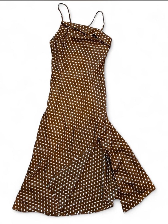 Astr Dresses & Skirts - Astr Brown Polka Dot Midi Slip Dress